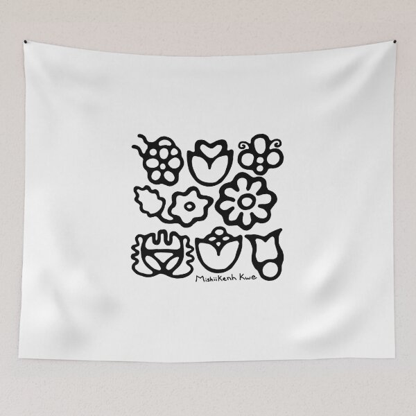 Item preview, Odawa florals in Black and White designed and sold by mishiikenhkwe.