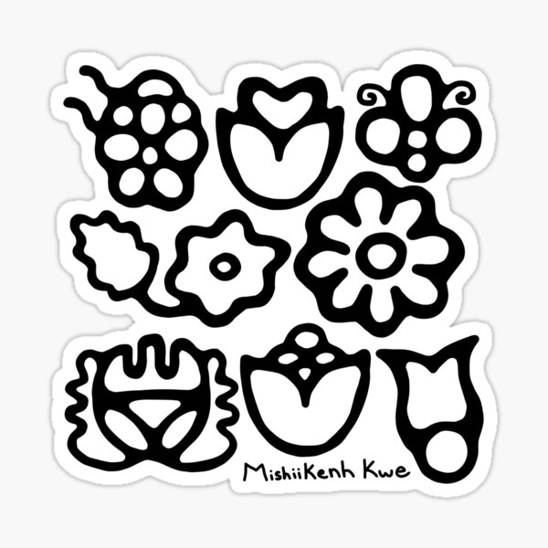 Odawa florals in Black and White Sticker