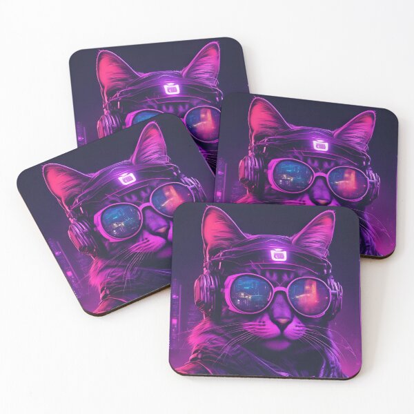 Item preview, Neon Cat with glasses 3 designed and sold by uglitangelo.