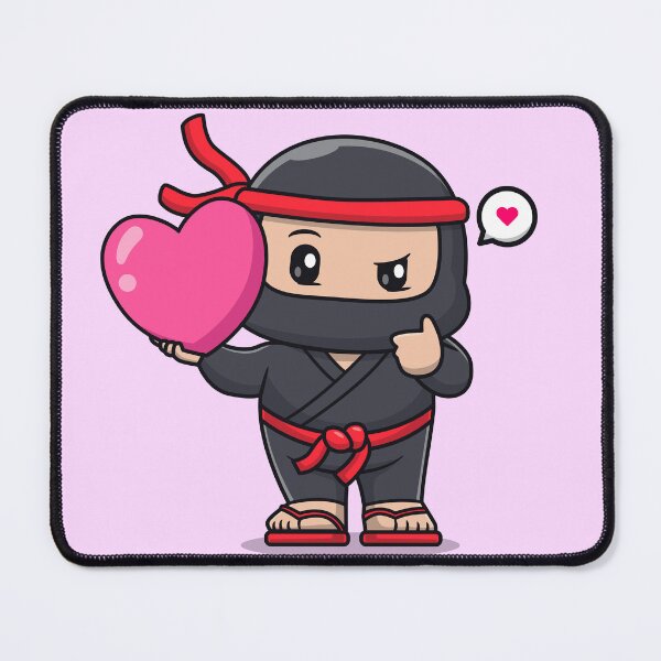 Item preview, Ninja's Heartfelt Quest: Cute Ninja with Love Heart Balloon designed and sold by hjian8219.