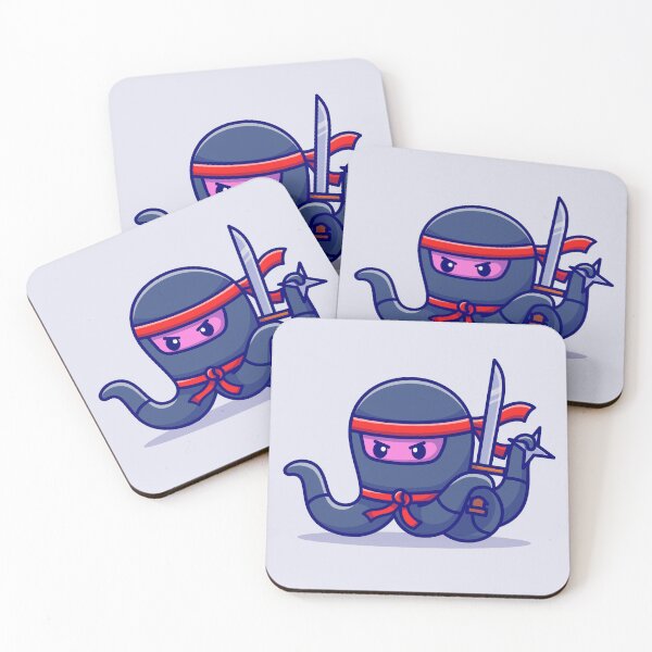 Item preview, Ninja Octopus: A Cute Sword-Wielding Cartoon Vector Icon designed and sold by hjian8219.