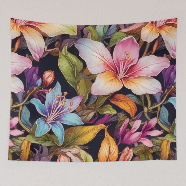 Item preview, Lilies Flower Seamless Background Pattern Watercolor Botanic Fabric Design designed and sold by TriniTeeClub.
