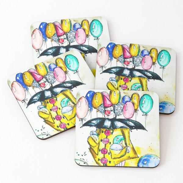 Item preview, Clown with balloons, edited watercolour drawing by Marina Daniluka designed and sold by MariDaniArt.