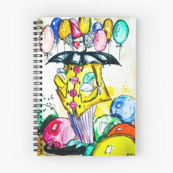 Item preview, Clown with balloons, edited watercolour drawing by Marina Daniluka designed and sold by MariDaniArt.