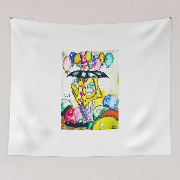 Item preview, Clown with balloons, edited watercolour drawing by Marina Daniluka designed and sold by MariDaniArt.