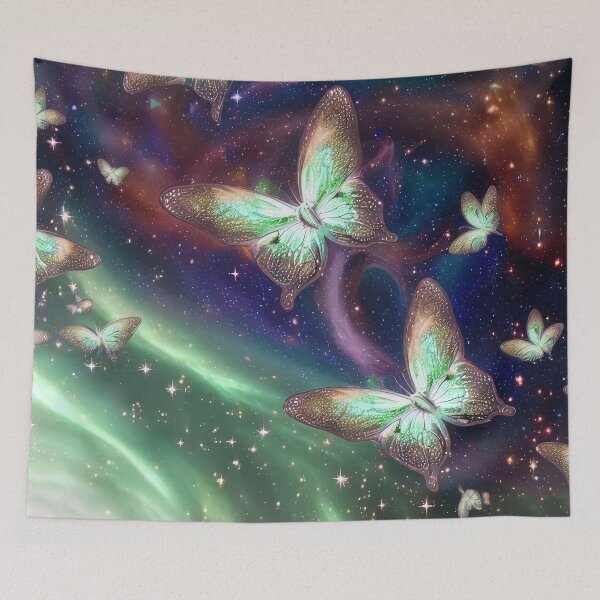 Item preview, Discover Celestial Tranquility with Our Glowing Butterfly Cosmos Tote Bag - (Green Variant 1) designed and sold by TribalNative.