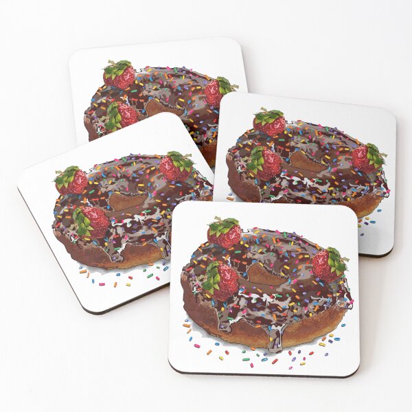 Item preview, Chocolate donut with sprinkles and strawberries designed and sold by Whimsy Trail Co.