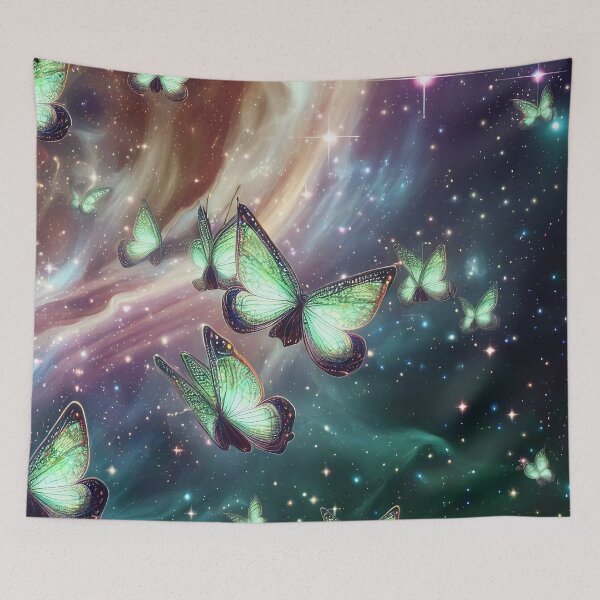 Item preview, Discover Celestial Tranquility with Our Glowing Butterfly Cosmos Tote Bag - (Green Variant 4) designed and sold by TribalNative.