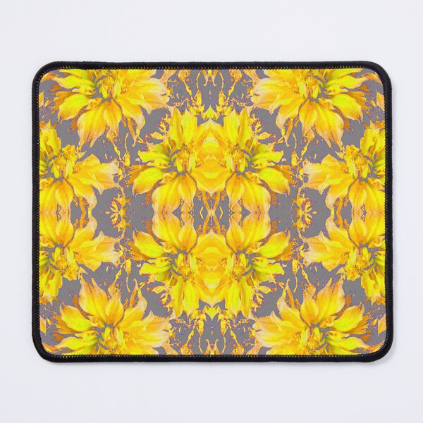 Item preview, AWESOME YELLOW DAHLIA FLOWER PATTERNS GREY ART  designed and sold by sharlesart.