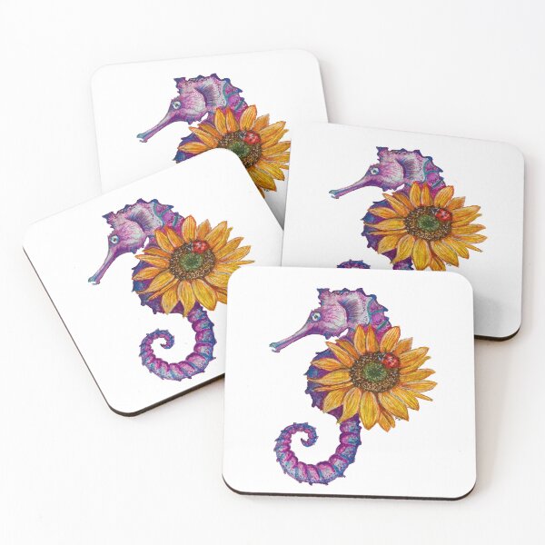 Item preview, Watercolor Warrior Seahorse with Sunflower and Ladybug designed and sold by TinaNadeemArt.