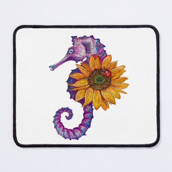 Item preview, Watercolor Warrior Seahorse with Sunflower and Ladybug designed and sold by TinaNadeemArt.