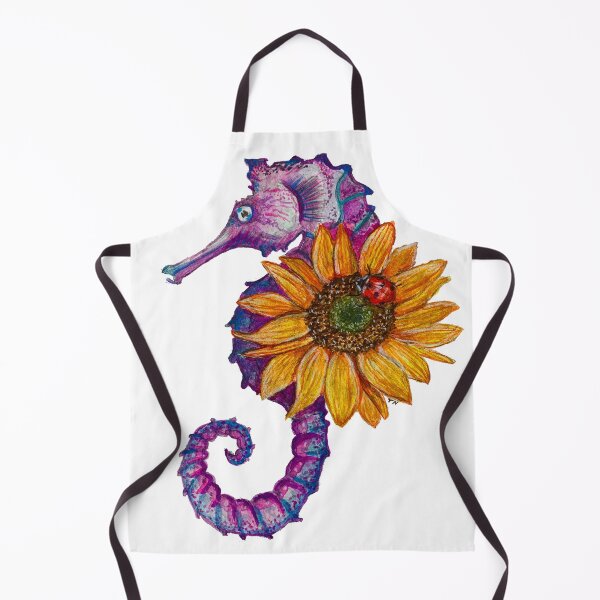 Item preview, Watercolor Warrior Seahorse with Sunflower and Ladybug designed and sold by TinaNadeemArt.