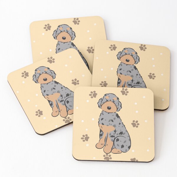 Item preview, Phantom Blue Merle Tan Aussiedoodle Aussie Doodle Dog designed and sold by Lulupainting.