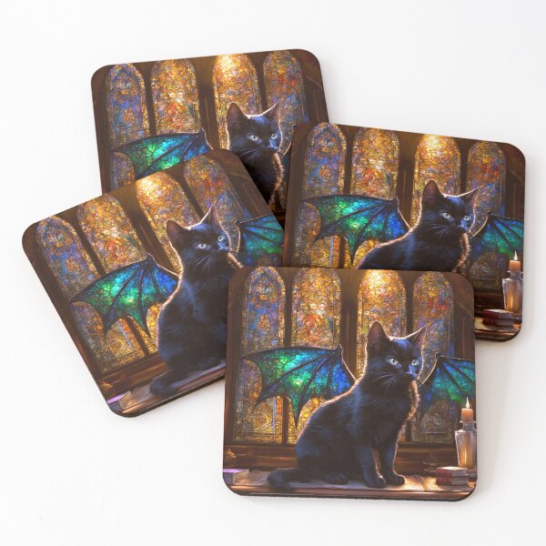 Item preview, A Black Dragon Cat in a Wizard's Study designed and sold by Lava Tigers Art.