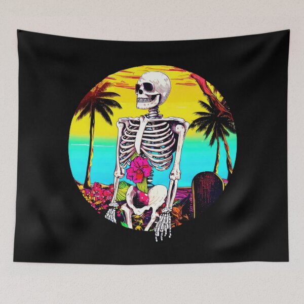 Item preview, Skeleton Reaching Out from Sunset Beach designed and sold by pocketart2023.