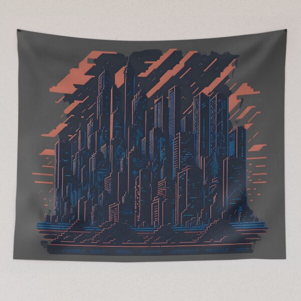 Item preview, Colorful Pixel Art Cityscape Design designed and sold by MoxieVibe.