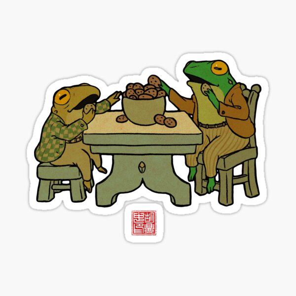 Frog and Toad Eating Cookies Sticker for Sale by DingHuArt