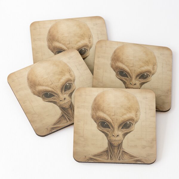 Item preview, Vitruvian Cosmos: Beige Alien Head Meets Renaissance designed and sold by pokedez.