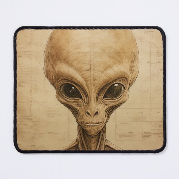 Item preview, Vitruvian Cosmos: Beige Alien Head Meets Renaissance designed and sold by pokedez.