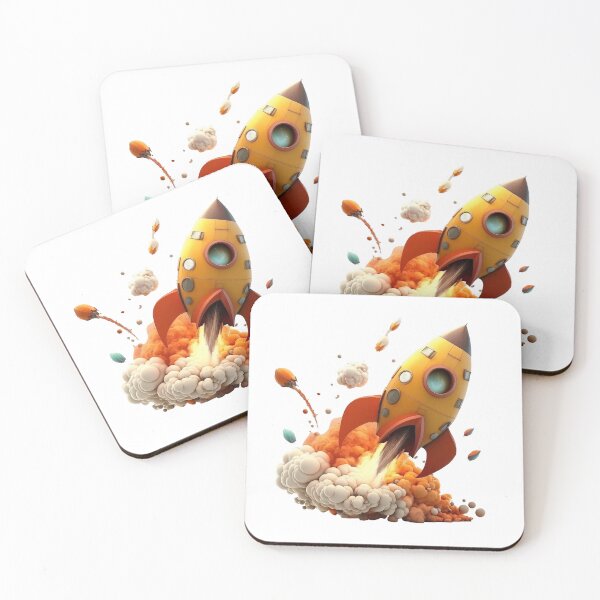 Item preview, Cartoon style rocket take off in smoke designed and sold by MiraCleAI.