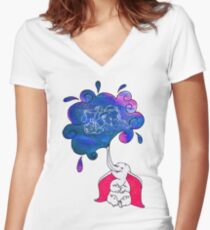 Galaxy Dumbo Women's Fitted V-Neck T-Shirt