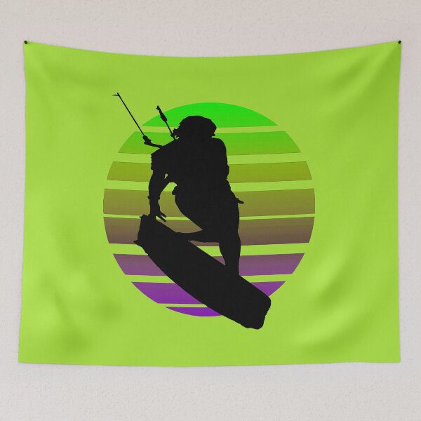 Item preview, Kitesurfing Female Rider Silhouette Retro Sunset 2 designed and sold by taiche.
