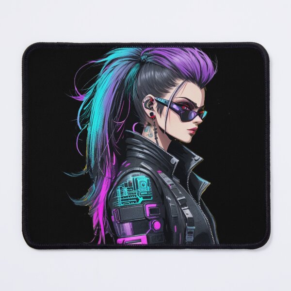Item preview, Cyberpunk Girl in neon pink, blue and black designed and sold by KeshaEls.