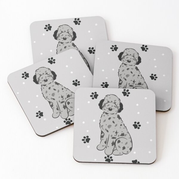 Item preview, Blue Merle Silver Aussiedoodle Aussie Doodle Dog 2 designed and sold by Lulupainting.