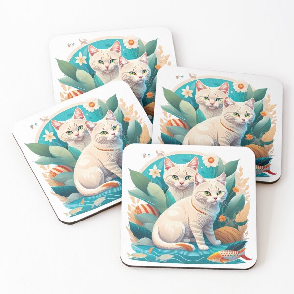 Item preview, White Cat : A Tail of Two Friends designed and sold by Funny Vintage Stickers And T-Shirts.