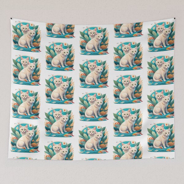 Item preview, White Cat : A Tail of Two Friends designed and sold by Funny Vintage Stickers And T-Shirts.