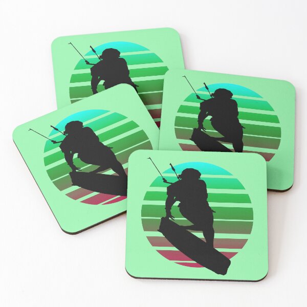 Item preview, Kitesurfing Female Rider Silhouette Retro Sunset 5 designed and sold by taiche.