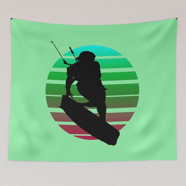 Item preview, Kitesurfing Female Rider Silhouette Retro Sunset 5 designed and sold by taiche.
