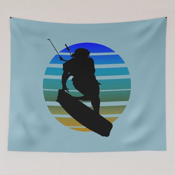 Item preview, Kitesurfing Female Rider Silhouette Retro Sunset 6 designed and sold by taiche.