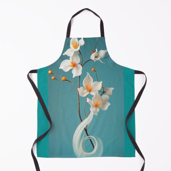 Item preview, Abstract White Blown Glass Vase with Orange Flowers designed and sold by InkDazzle.