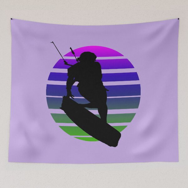 Item preview, Kitesurfing Female Rider Silhouette Retro Sunset 7 designed and sold by taiche.