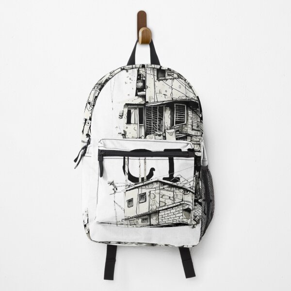 Item preview, Black and white t - shirt graphic drawing of Bangkok city streets with beautiful buildings from the 90s. designed and sold by MrBoxStudio.