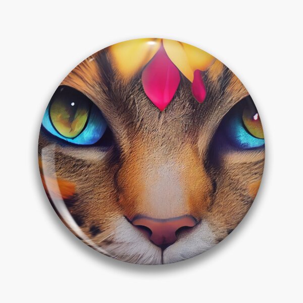 Artikelvorschau, Psychedelisches Porträt einer beeindruckenden und eleganten getigerten Katze entworfen und verkauft von InkDazzle.