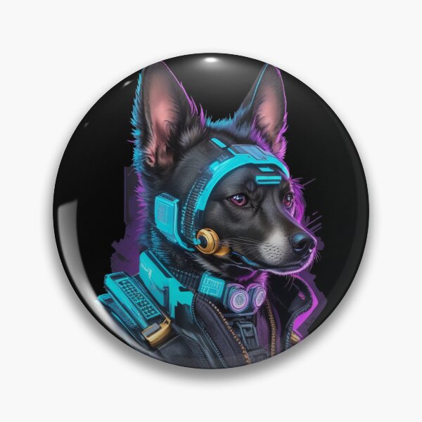 Item preview, Cyberpunk Dog in neon colors, Purple, Pink, Blue designed and sold by KeshaEls.