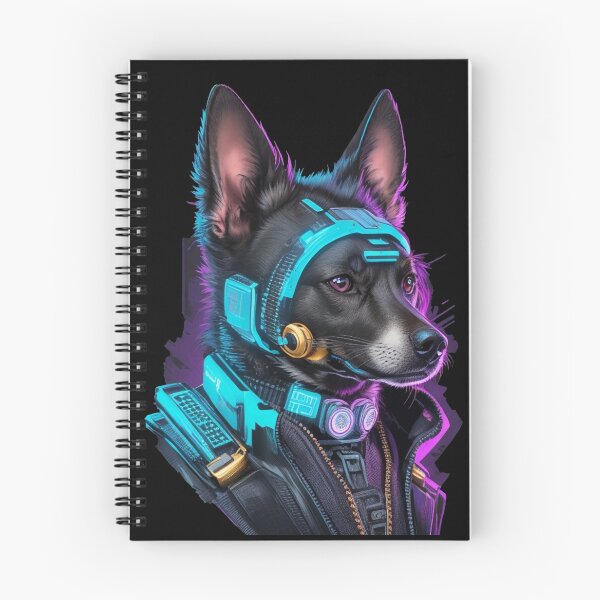 Item preview, Cyberpunk Dog in neon colors, Purple, Pink, Blue designed and sold by KeshaEls.