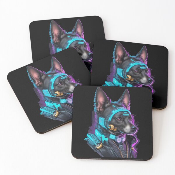 Item preview, Cyberpunk Dog in neon colors, Purple, Pink, Blue designed and sold by KeshaEls.