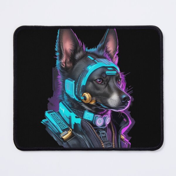 Item preview, Cyberpunk Dog in neon colors, Purple, Pink, Blue designed and sold by KeshaEls.