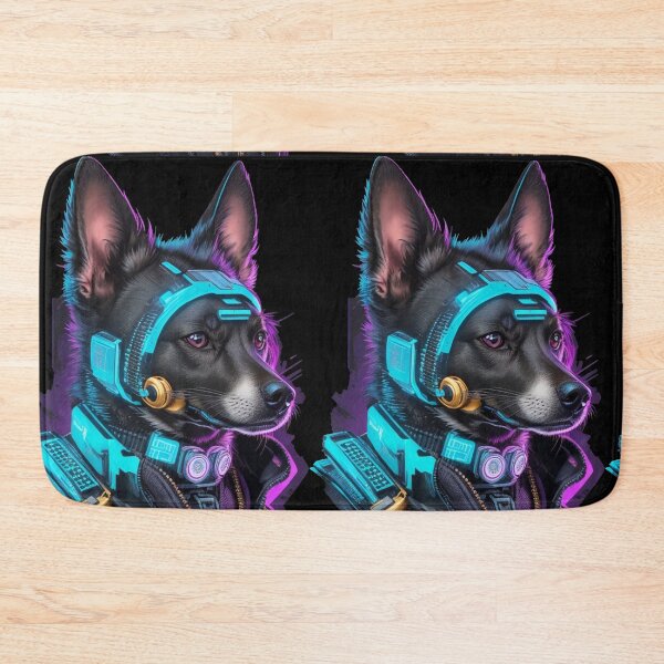 Item preview, Cyberpunk Dog in neon colors, Purple, Pink, Blue designed and sold by KeshaEls.