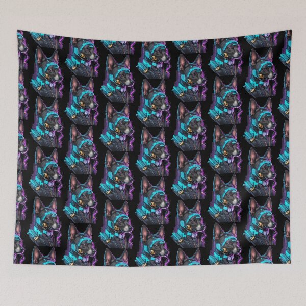 Item preview, Cyberpunk Dog in neon colors, Purple, Pink, Blue designed and sold by KeshaEls.