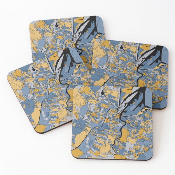 Item preview, Belfast Map Pattern in Blue & Gold designed and sold by PatternMaps.