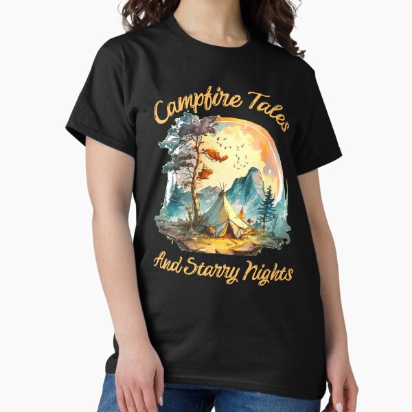 Aperçu de l'œuvre Contes de feu de camp et nuits étoilées. montagnes majestueuses créée et vendue par HikingGalleria.