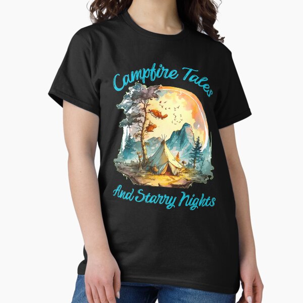 Aperçu de l'œuvre Contes de feu de camp et nuits étoilées. chaîne de montagnes créée et vendue par HikingGalleria.