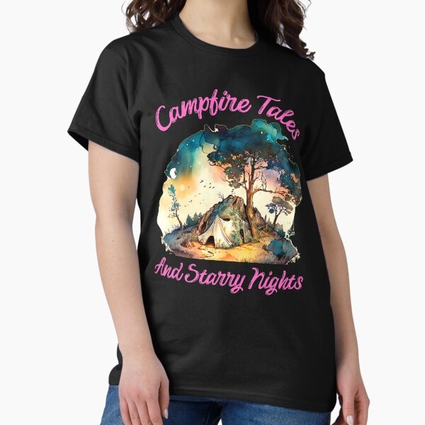Aperçu de l'œuvre Contes de feu de camp et nuits étoilées. camping à la retraite créée et vendue par HikingGalleria.
