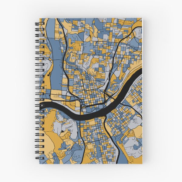 Item preview, Cincinnati Map Pattern in Blue & Gold designed and sold by PatternMaps.