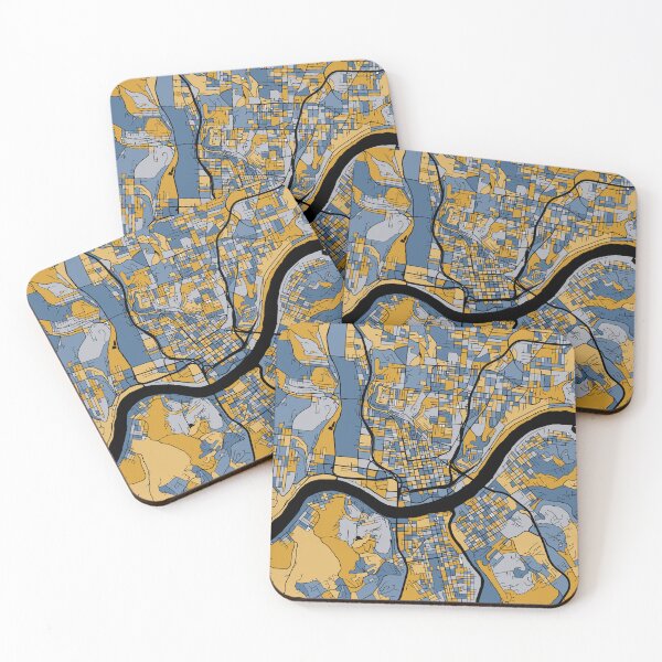 Item preview, Cincinnati Map Pattern in Blue & Gold designed and sold by PatternMaps.