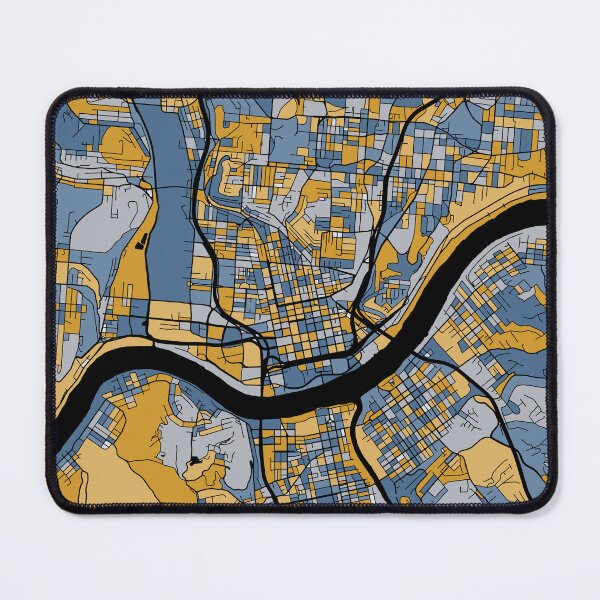 Item preview, Cincinnati Map Pattern in Blue & Gold designed and sold by PatternMaps.